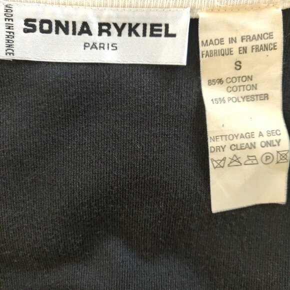 Vintage Sonia Rykiel Black Velvet Cardigan w/ White Trim – Size S - Picture 6 of 6